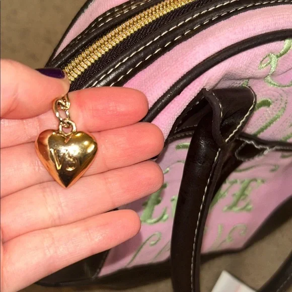 Y2K vintage Love terry cloth victoria’s Secret mini hand bag pink green purse - Picture 4 of 6
